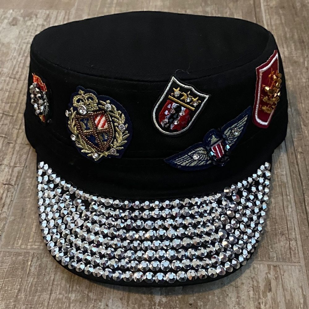 Military Style Rhinestone Patch Cap - Picture 6 of 6